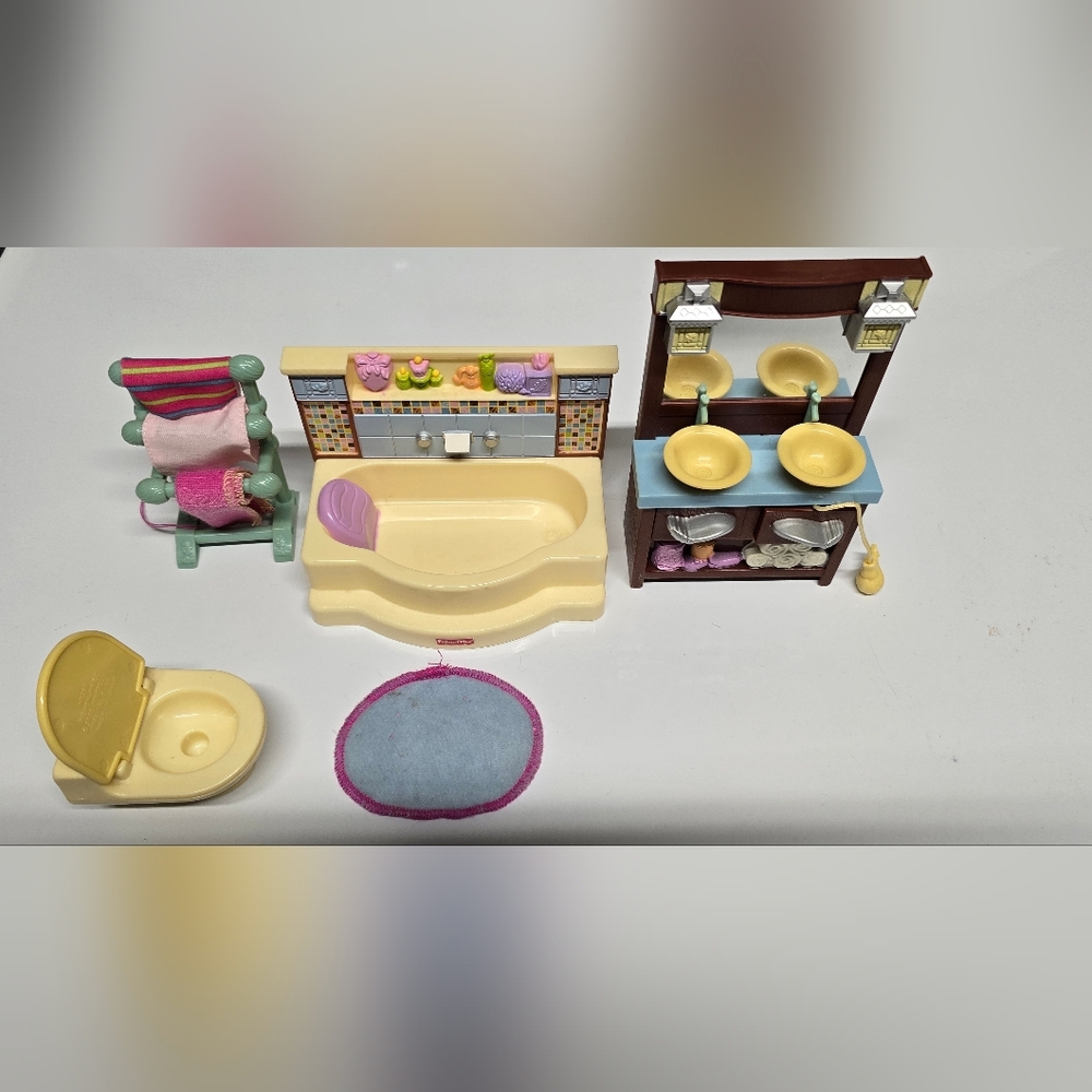 Vintage Fisher Price Loving Family Bathroom Set